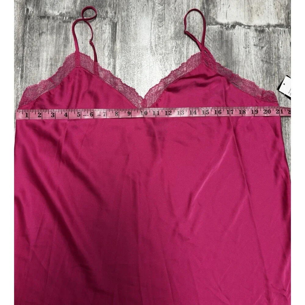 Y2K Barbiecore Satin Lace Trim Slip Chemise Nightgown Hot Pink XL NWT